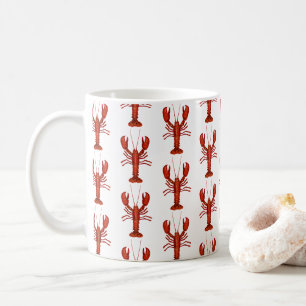 Lobster Painting Nautical Coastal Mönster Kaffemugg