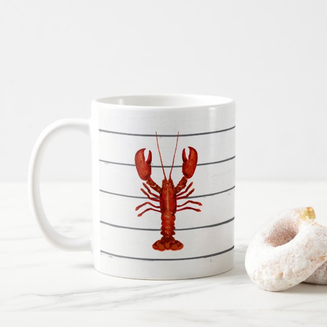 Lobster Painting Nautical Shiplap Coastal Kaffemugg (Med munk)