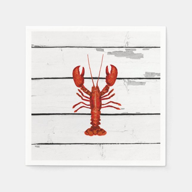 Lobster Painting Nautical Shiplap Coastal Pappersservett (Framsidan)