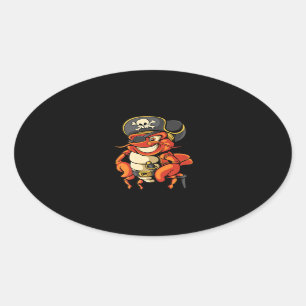 Lobster Pirat Jolly Roger Crustacea Ovalt Klistermärke