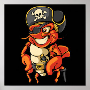 Lobster Pirat Jolly Roger Crustacea Poster