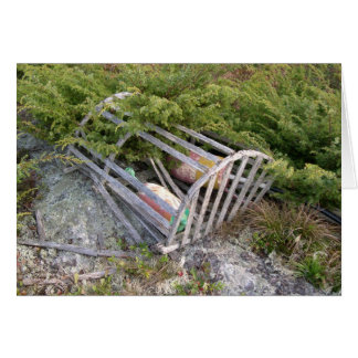 Lobster pot and bobbers, Maine, USA Hälsningskort