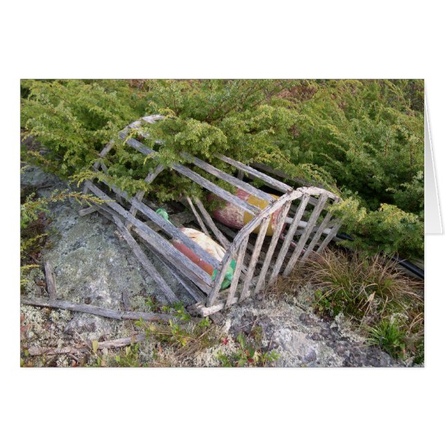 Lobster pot and bobbers, Maine, USA Hälsningskort (Framsidan Horizontal)