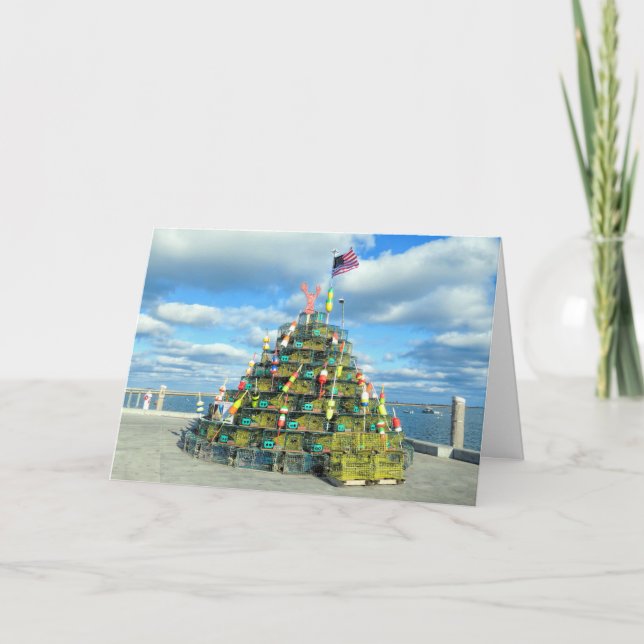 Lobster Pots Träd Plymouth MORSA Helgkort (Framsida)