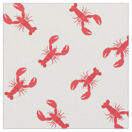 Lobster Print Fabric White Tyg