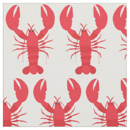 Lobster Print Fabric White Tyg