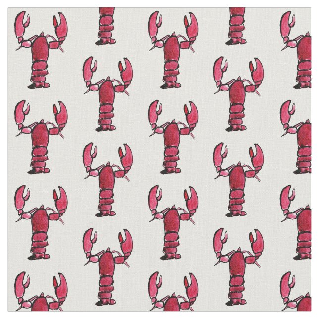 Lobster Print Tyg (Närbild)