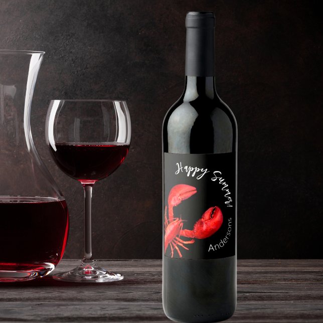 Lobster red Black lycklig sommar namn Vinflaska Etikett (Skapare uppladdad)