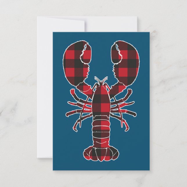 Lobster Red Play Buffalo Matching Pajama-familjen Tack Kort (Framsida)