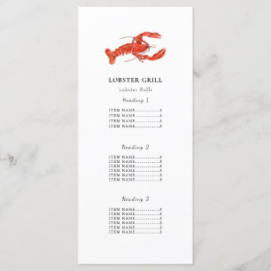 Lobster Restaurant   Menykort för Food lastbil Meny