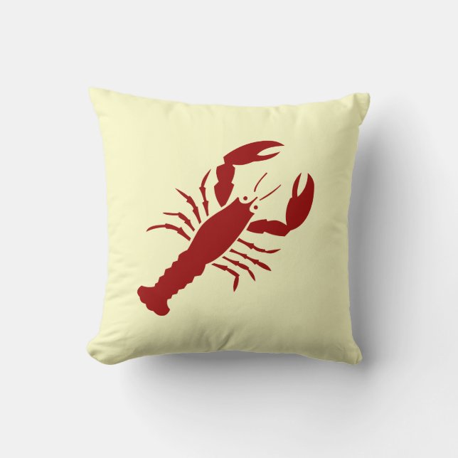 LOBSTER röd på benvita kuddar (Framsida)