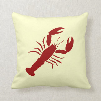 LOBSTER röd på benvita kuddar