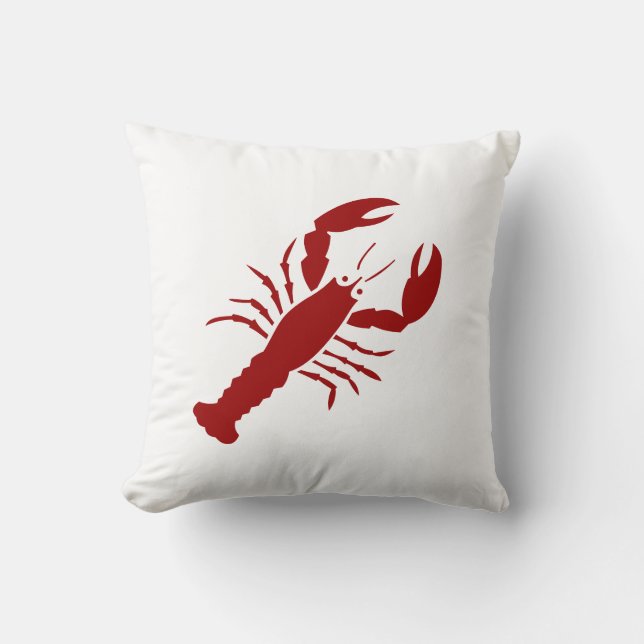 LoBSTER röd på vit kudde (Framsida)