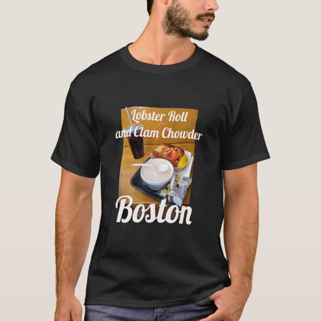 Lobster Roll and Clam Chowder Boston Street Design T Shirt (Framsida)
