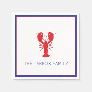 Lobster Rött vitt blått NAMN Preppy Roligt Pappersservett