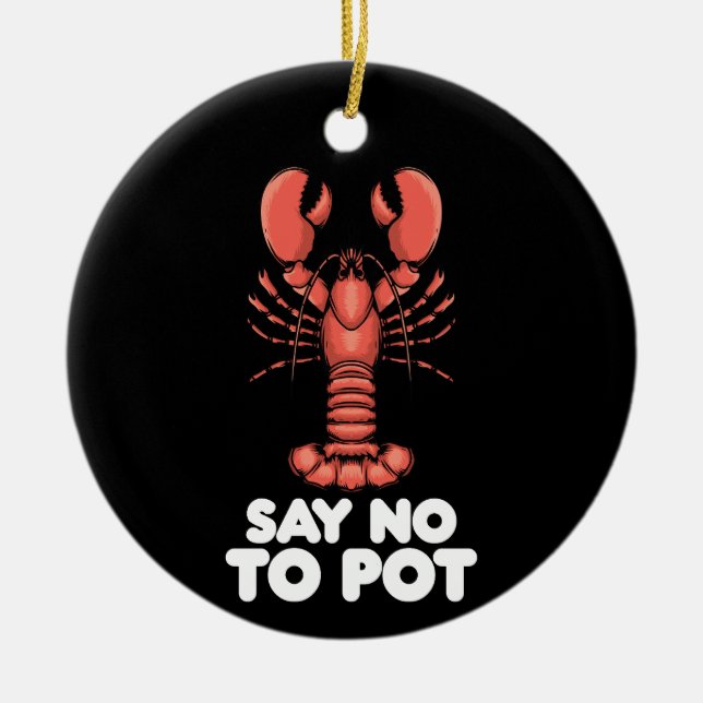 Lobster säger nej till Pot Julgransprydnad Keramik (Framsidan)
