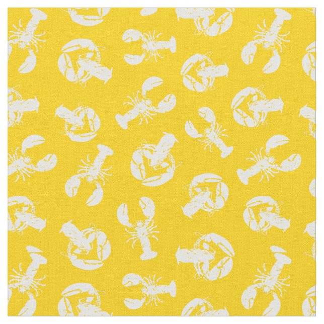 Lobster Seafood Gult White Coastal Tyg (Närbild)