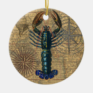 Lobster Shellfish Seafood Maine Classic Ocean Julgransprydnad Keramik