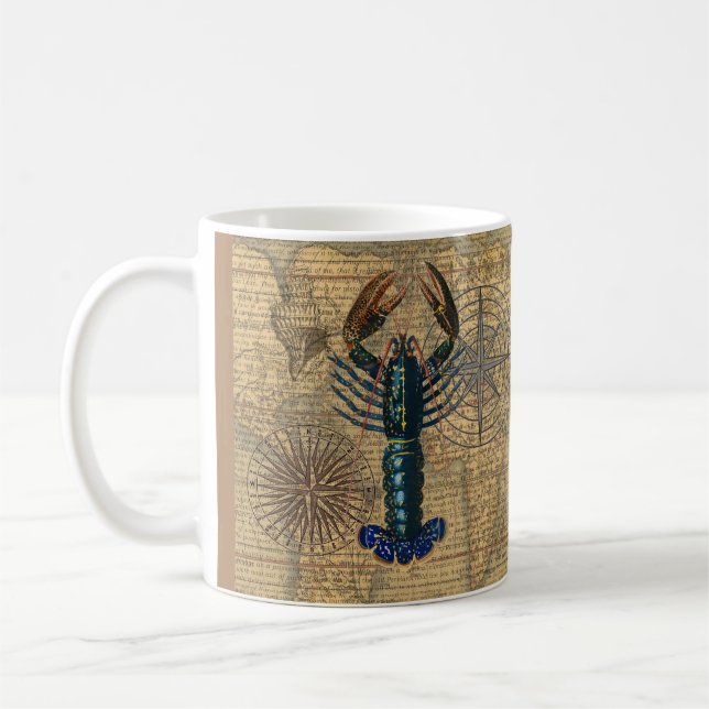 Lobster Shellfish Seafood Maine Classic Ocean Kaffemugg (Vänster)
