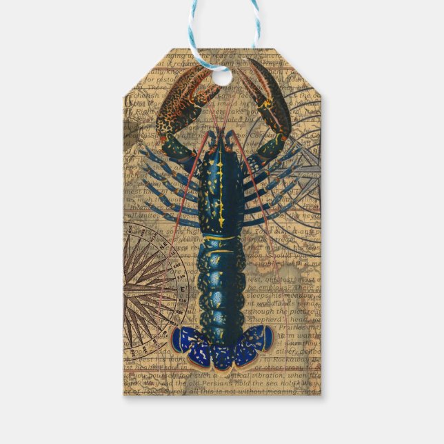 Lobster Shellfish Seafood Maine Classic Ocean Presentetikett (Framsidan)