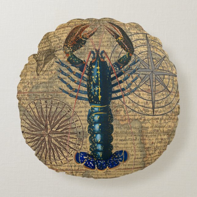 Lobster Shellfish Seafood Maine Classic Ocean Rund Kudde (Framsidan)