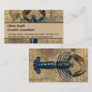 Lobster Shellfish Seafood Maine Classic Ocean Visitkort