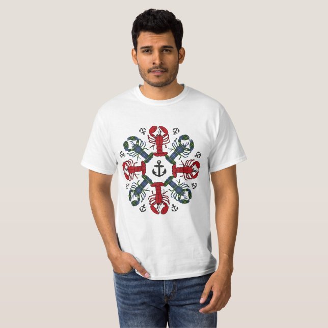 Lobster Snowflake Anchor Nova Scotia jul T Shirt (Hel framsida)