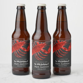Lobster Thated Födelsedagsfest Firande Grått Ölflaska Etikett