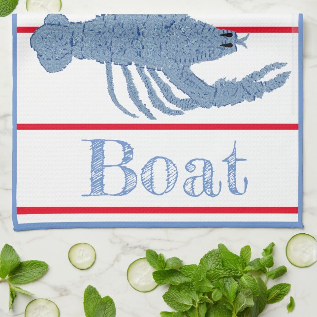 Lobster Topiary Ginger Burk Pickleball Decor Kökshandduk (Vikta)