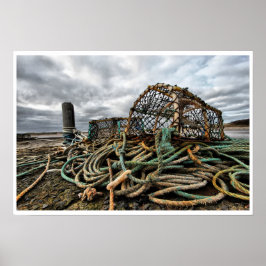 Lobster Traps, Ropes på Beach Poster