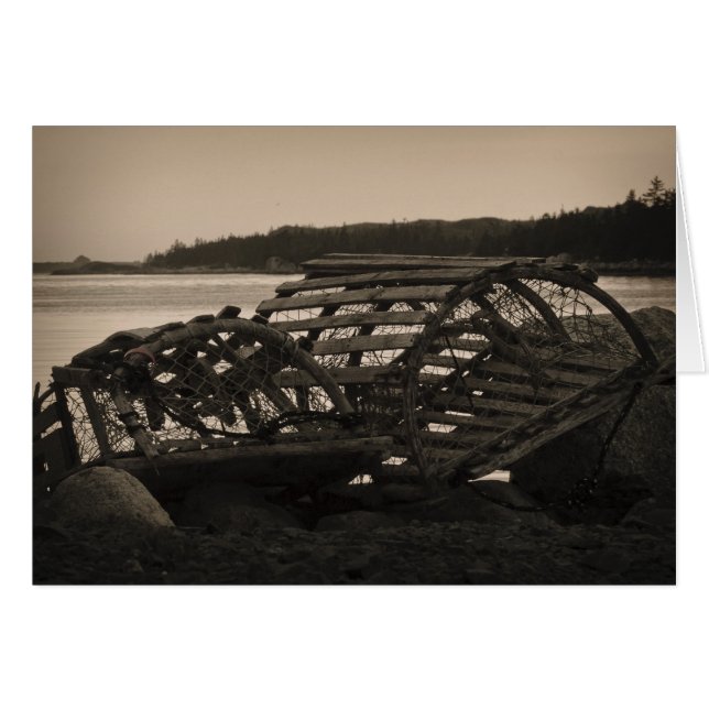 Lobster Traps Sepia Hälsningskort (Framsidan Horizontal)