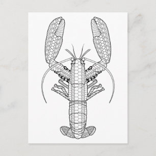 Lobster Vuxen Coloring Postcard Vykort