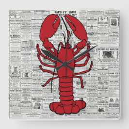 Lobster Wall Clock Fyrkantig Klocka
