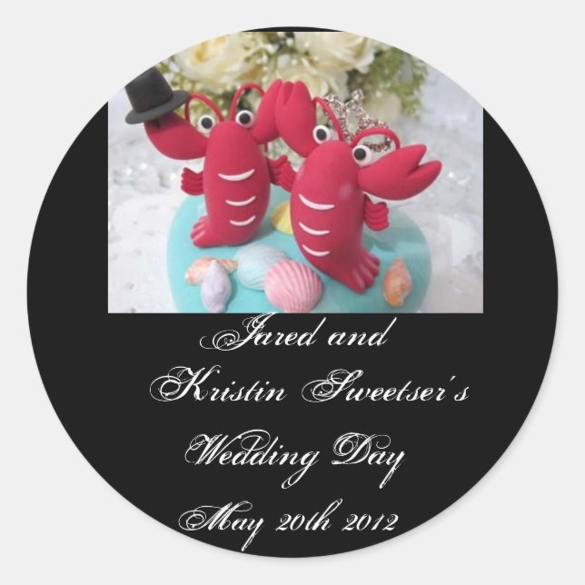 Lobster Wedding Stickers 2 Runt Klistermärke (Framsida)