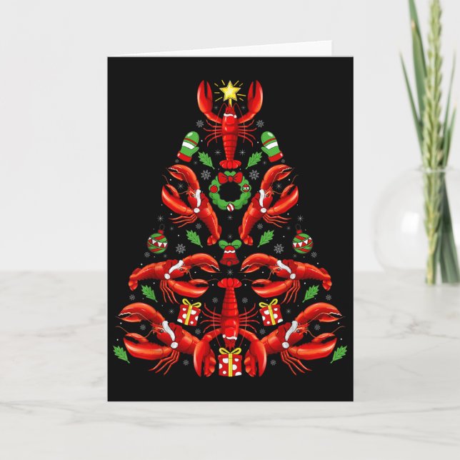 Lobster Xmas Decoration Santa Hat Lobster Christma Kort (Framsida)