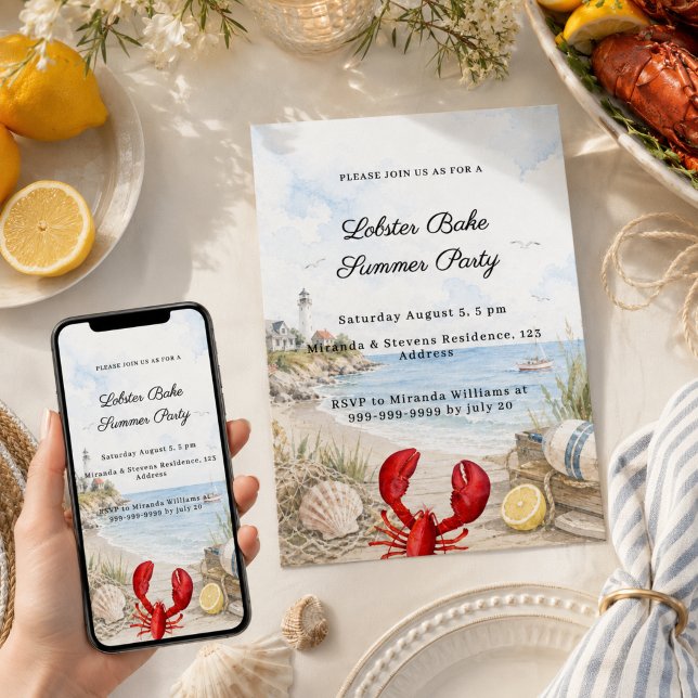 Lobsterbak kuststrandfest inbjudningar (Skapare uppladdad)