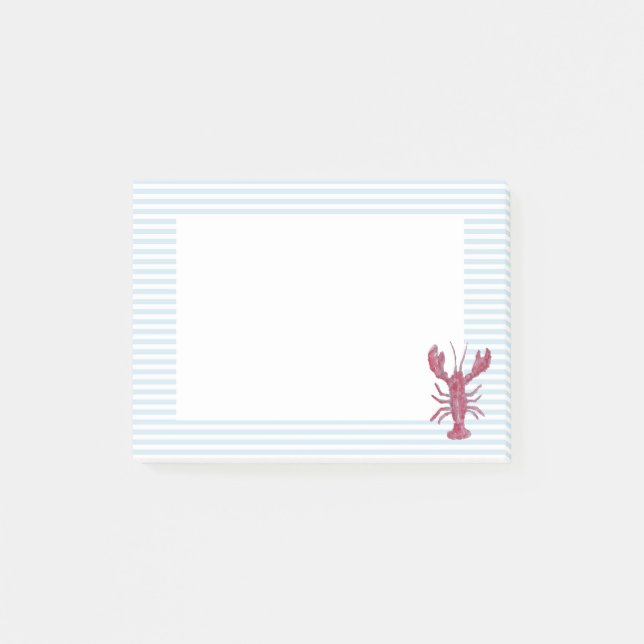 Lobsterblå randig preppy Post-it-lapp, nautisk Post-it Block (Framsida)