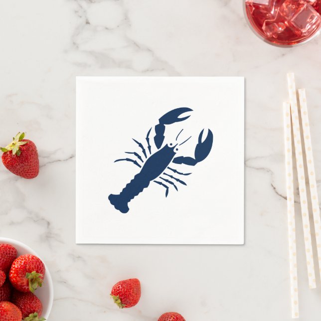 Lobsterflottan, blå vit minimalistisk modern pappe pappersservett (Insitu)