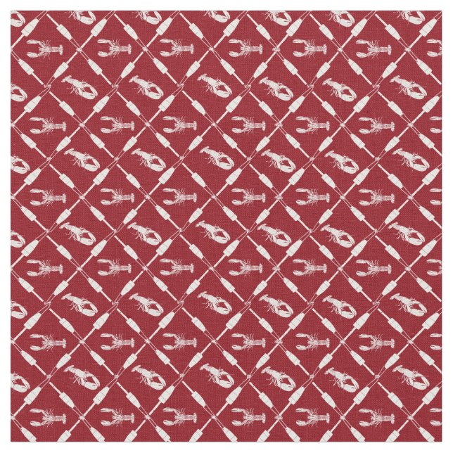 Lobsters och Buoys Mönster Illustrated Tyg (Närbild)