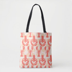 Lobsters och Seashells Coral Rosa Nautical Mönster Tygkasse