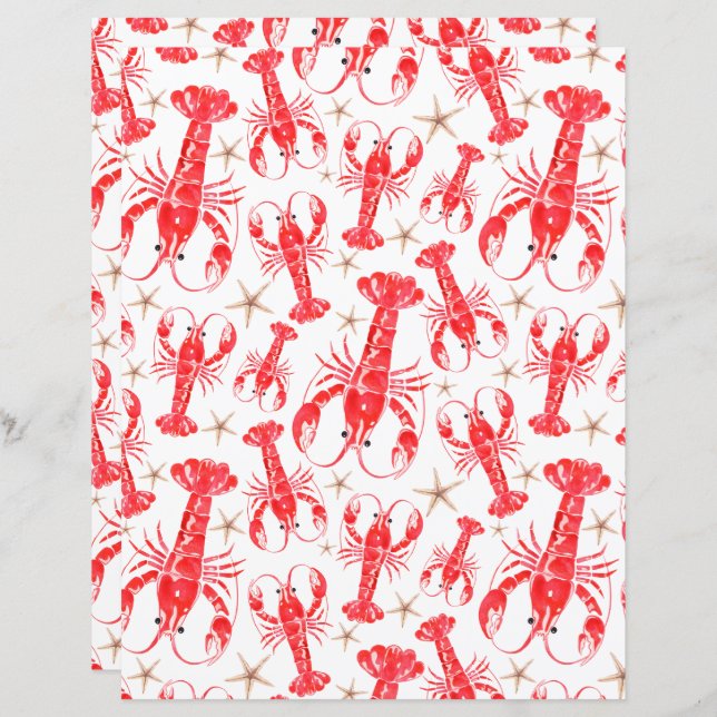 Lobsters Scrapbook Paper (Fram/baksida)