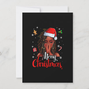 Loc Hair Black Woman God jul Santa Hat X Inbjudningar