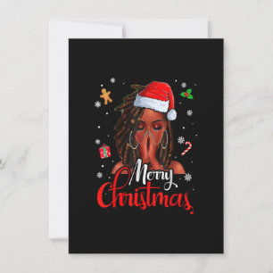 Loc Hair Black Woman God jul Santa Hat X Inbjudningar