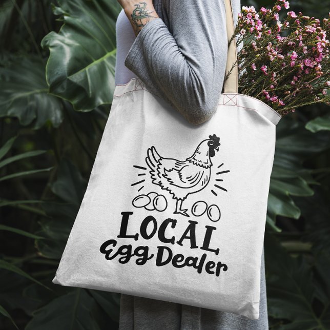 "Local Egg Dealer" rolig kyckling tobag Tygkasse (Skapare uppladdad)