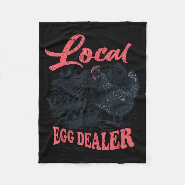 Local Egg Er Retro Chicken Funny Farmer Easter Adu Fleecefilt (Framsidan)
