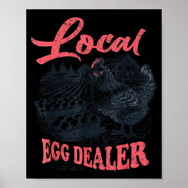 Local Egg Er Retro Chicken Funny Farmer Easter Adu Poster (Framsidan)