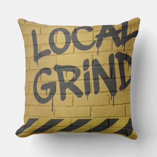 "Local Grind" Street Art Dustr Black And Yellow Kudde (Framsida)