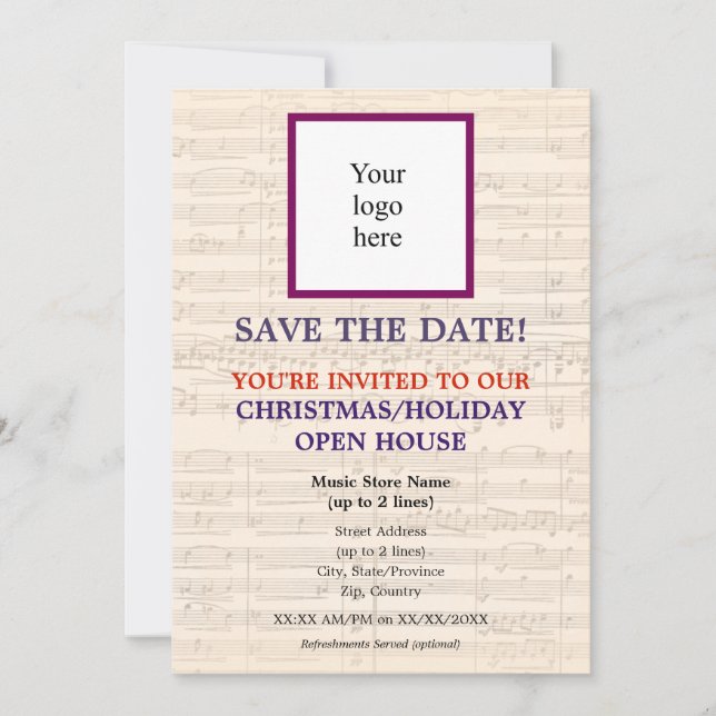 Local Music Store Logotyp jul III Open House Spara Datumet (Framsida)