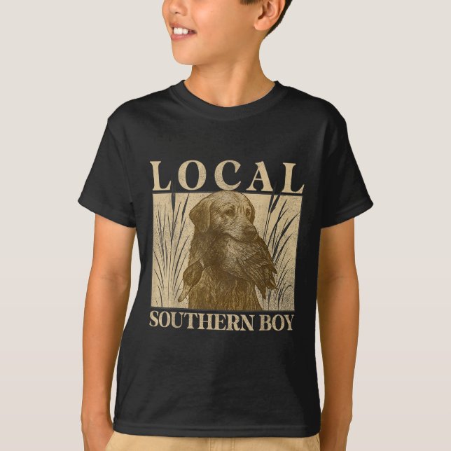 Local Southern Boy Anka jagar Svart lab utomhus T Shirt (Framsida)