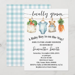 Locally Grown Baby Boy on the Way Baby Shower Inbjudningar
